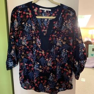 Navy Floral Blouse